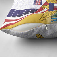 United States Virgin Islands Pillow Cover USA Curve Flag With Yellow Eagle - Wonder Print Shop