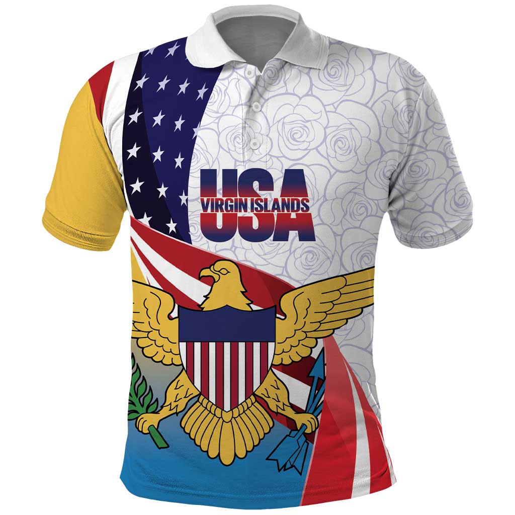 United States Virgin Islands Polo Shirt USA Curve Flag With Yellow Eagle - Wonder Print Shop