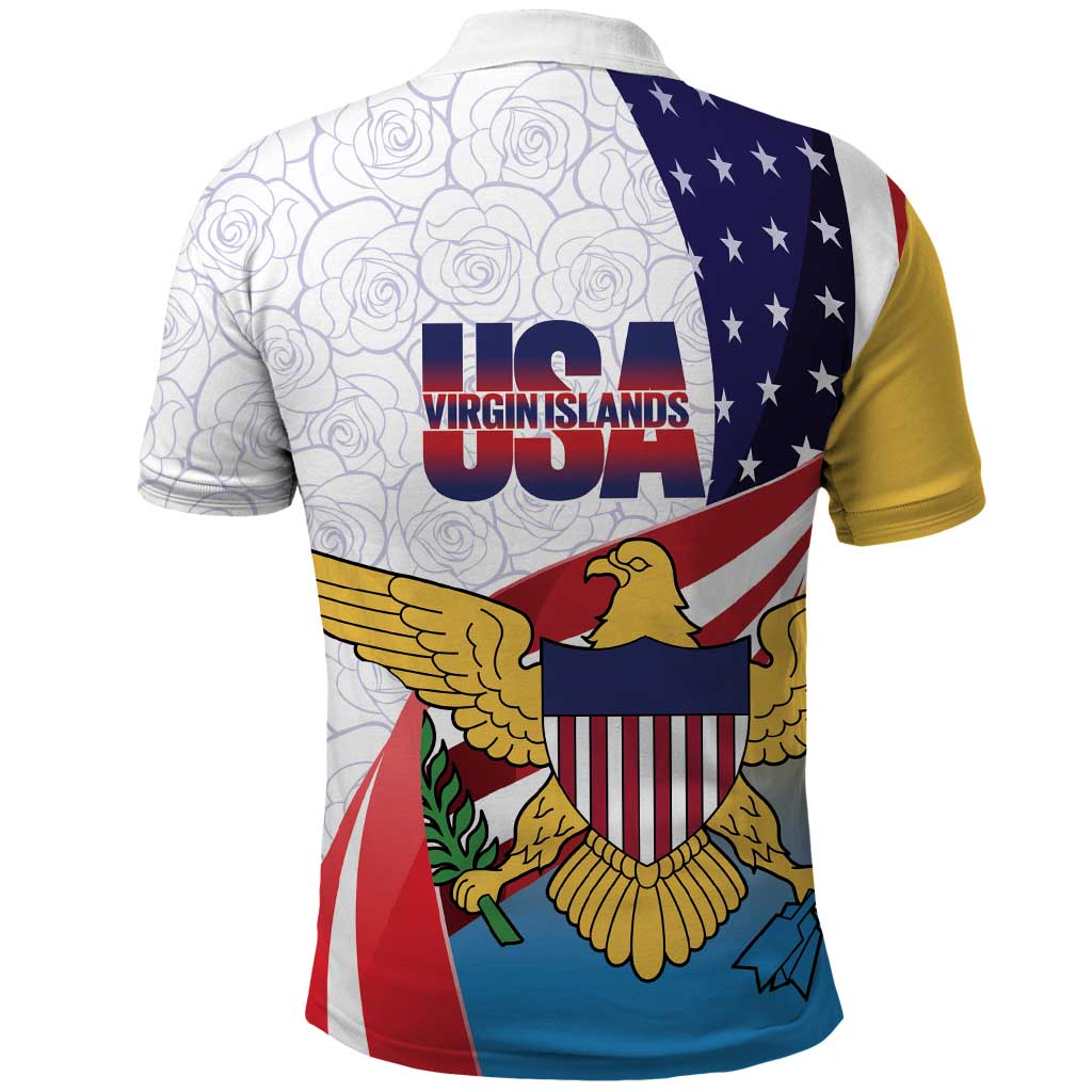 United States Virgin Islands Polo Shirt USA Curve Flag With Yellow Eagle - Wonder Print Shop