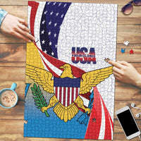 United States Virgin Islands Puzzle USA Curve Flag With Yellow Eagle - Wonder Print Shop