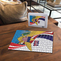 United States Virgin Islands Puzzle USA Curve Flag With Yellow Eagle - Wonder Print Shop