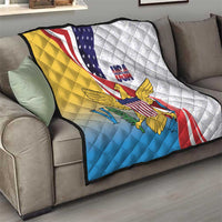 United States Virgin Islands Quilt USA Curve Flag With Yellow Eagle - Wonder Print Shop