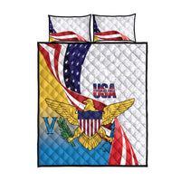 United States Virgin Islands Quilt Bed Set USA Curve Flag With Yellow Eagle - Wonder Print Shop