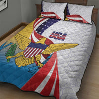 United States Virgin Islands Quilt Bed Set USA Curve Flag With Yellow Eagle - Wonder Print Shop