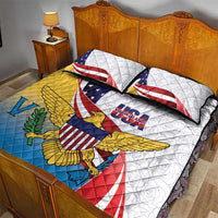United States Virgin Islands Quilt Bed Set USA Curve Flag With Yellow Eagle - Wonder Print Shop