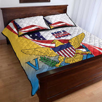 United States Virgin Islands Quilt Bed Set USA Curve Flag With Yellow Eagle - Wonder Print Shop