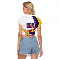 United States Virgin Islands Raglan Cropped T Shirt USA Curve Flag With Yellow Eagle - Wonder Print Shop