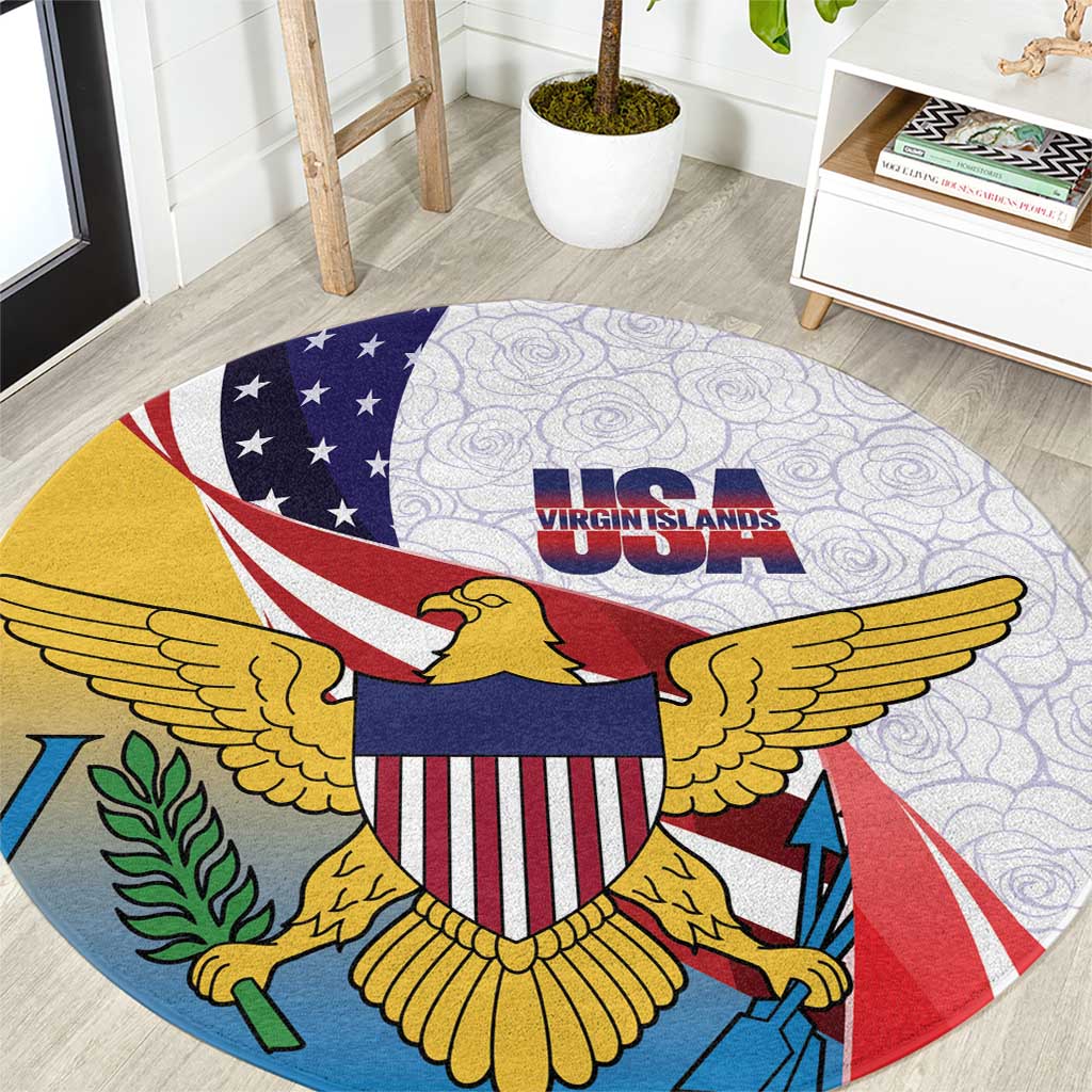 United States Virgin Islands Round Carpet USA Curve Flag With Yellow Eagle - Wonder Print Shop