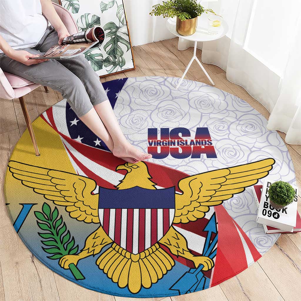United States Virgin Islands Round Carpet USA Curve Flag With Yellow Eagle - Wonder Print Shop