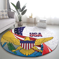United States Virgin Islands Round Carpet USA Curve Flag With Yellow Eagle - Wonder Print Shop