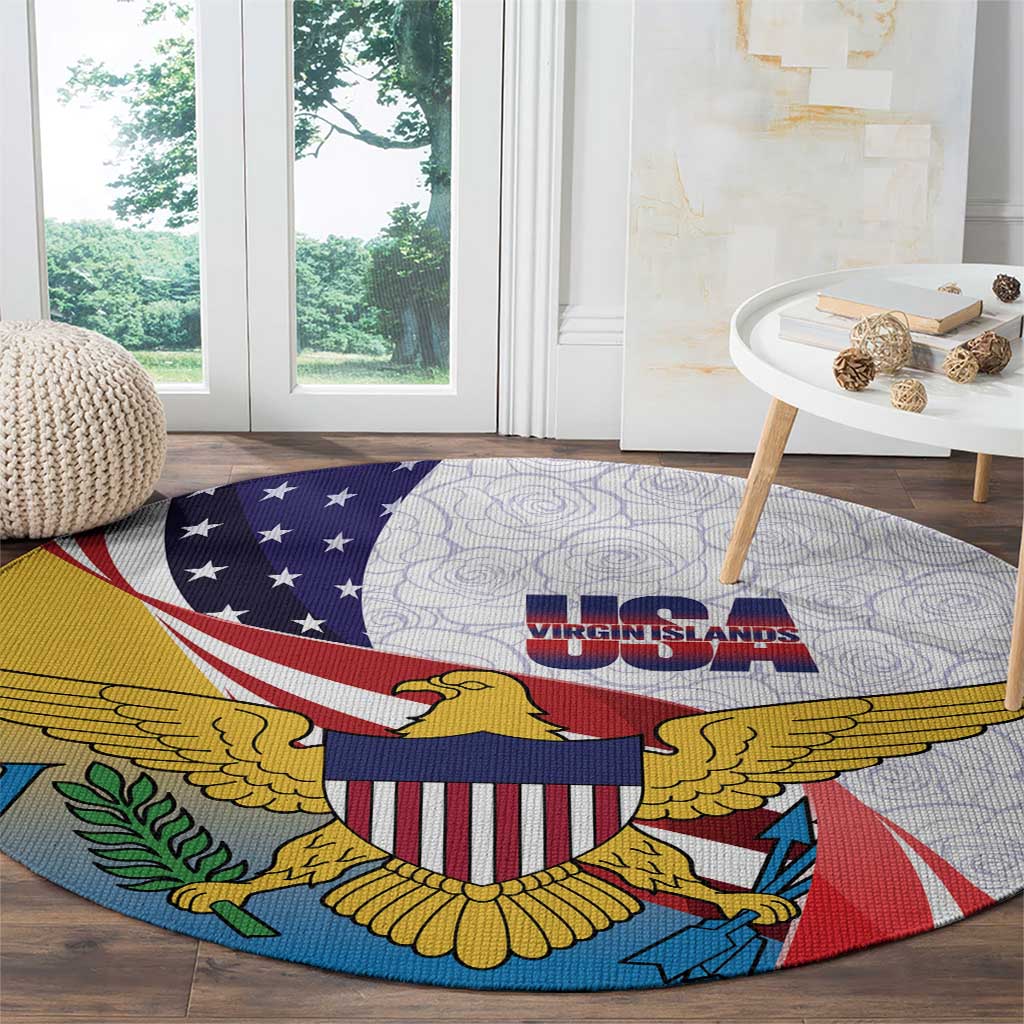 United States Virgin Islands Round Carpet USA Curve Flag With Yellow Eagle - Wonder Print Shop
