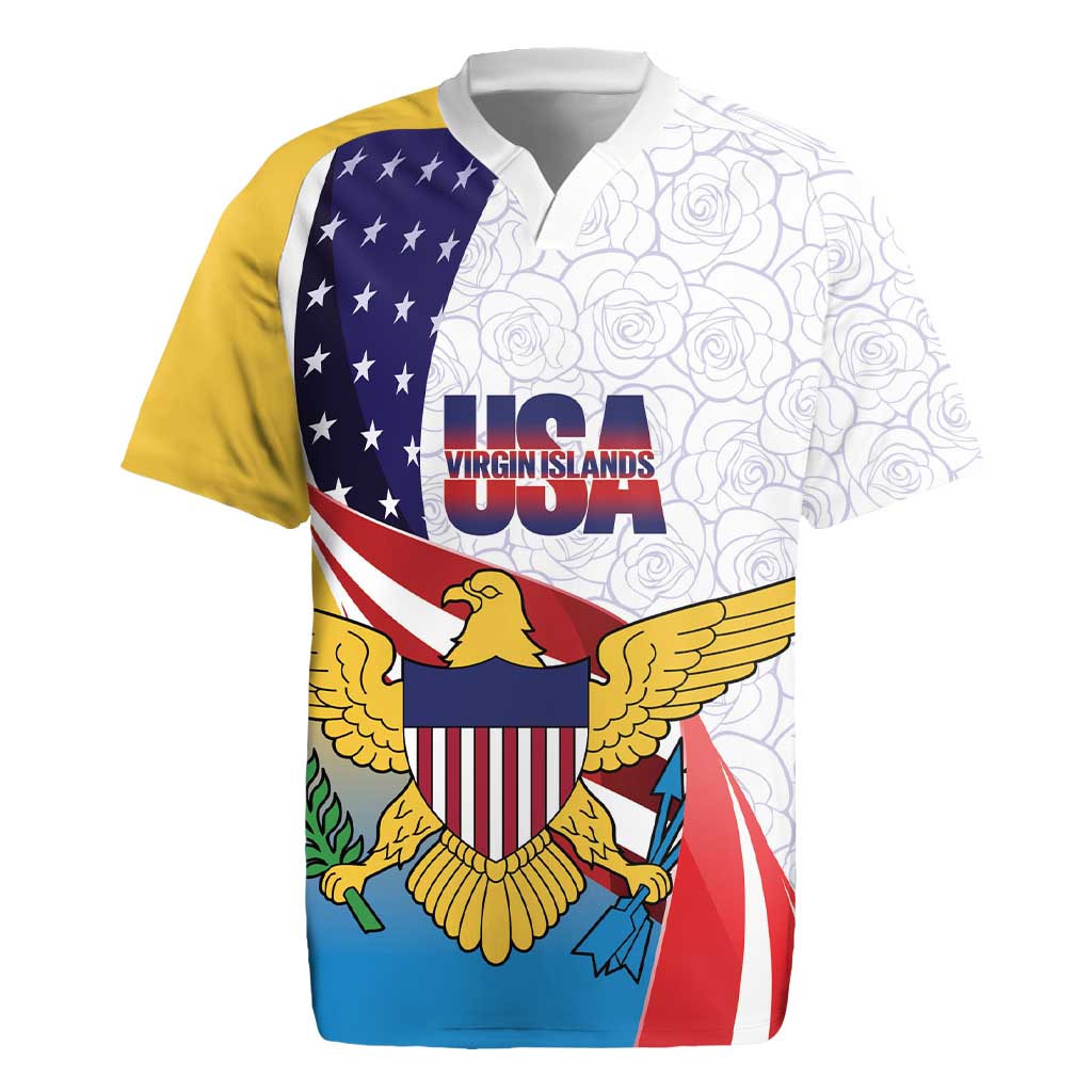United States Virgin Islands Rugby Jersey USA Curve Flag With Yellow Eagle - Wonder Print Shop