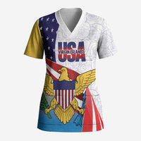 United States Virgin Islands Scrub Top USA Curve Flag With Yellow Eagle - Wonder Print Shop