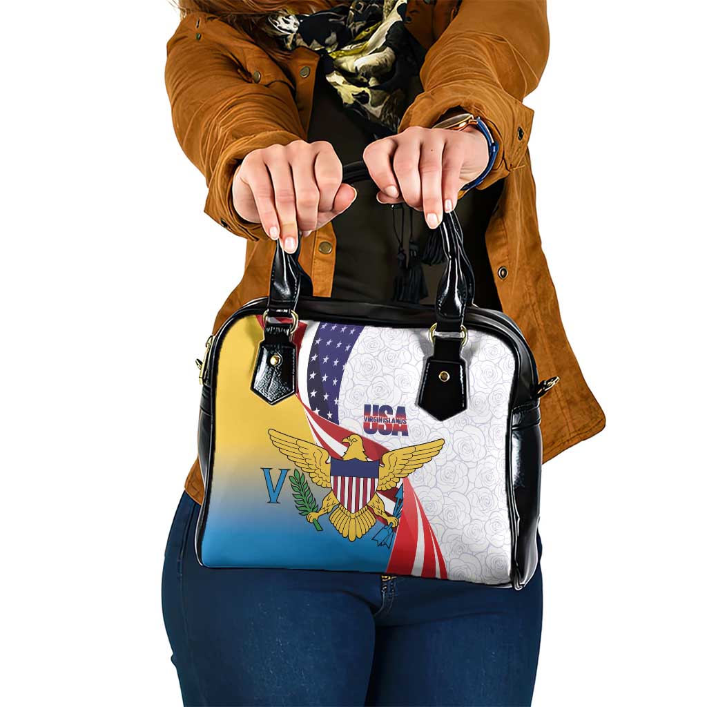 United States Virgin Islands Shoulder Handbag USA Curve Flag With Yellow Eagle - Wonder Print Shop
