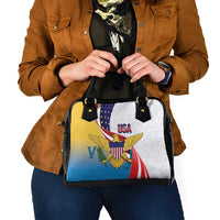 United States Virgin Islands Shoulder Handbag USA Curve Flag With Yellow Eagle - Wonder Print Shop