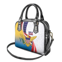 United States Virgin Islands Shoulder Handbag USA Curve Flag With Yellow Eagle - Wonder Print Shop