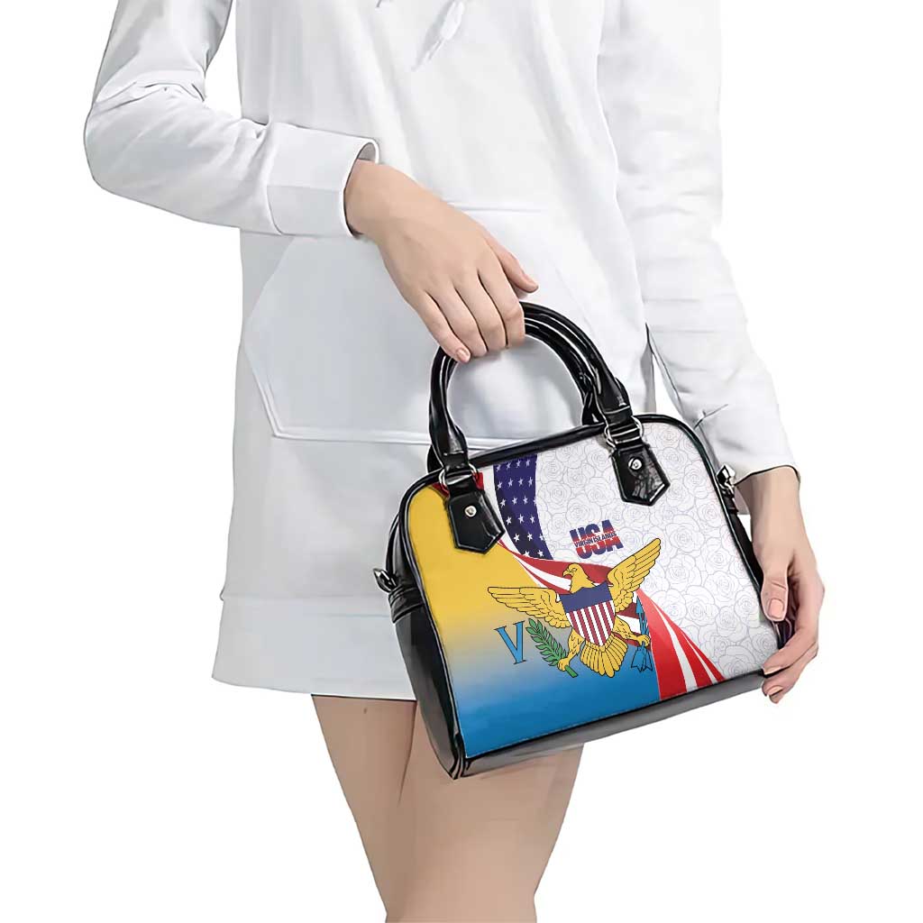 United States Virgin Islands Shoulder Handbag USA Curve Flag With Yellow Eagle - Wonder Print Shop