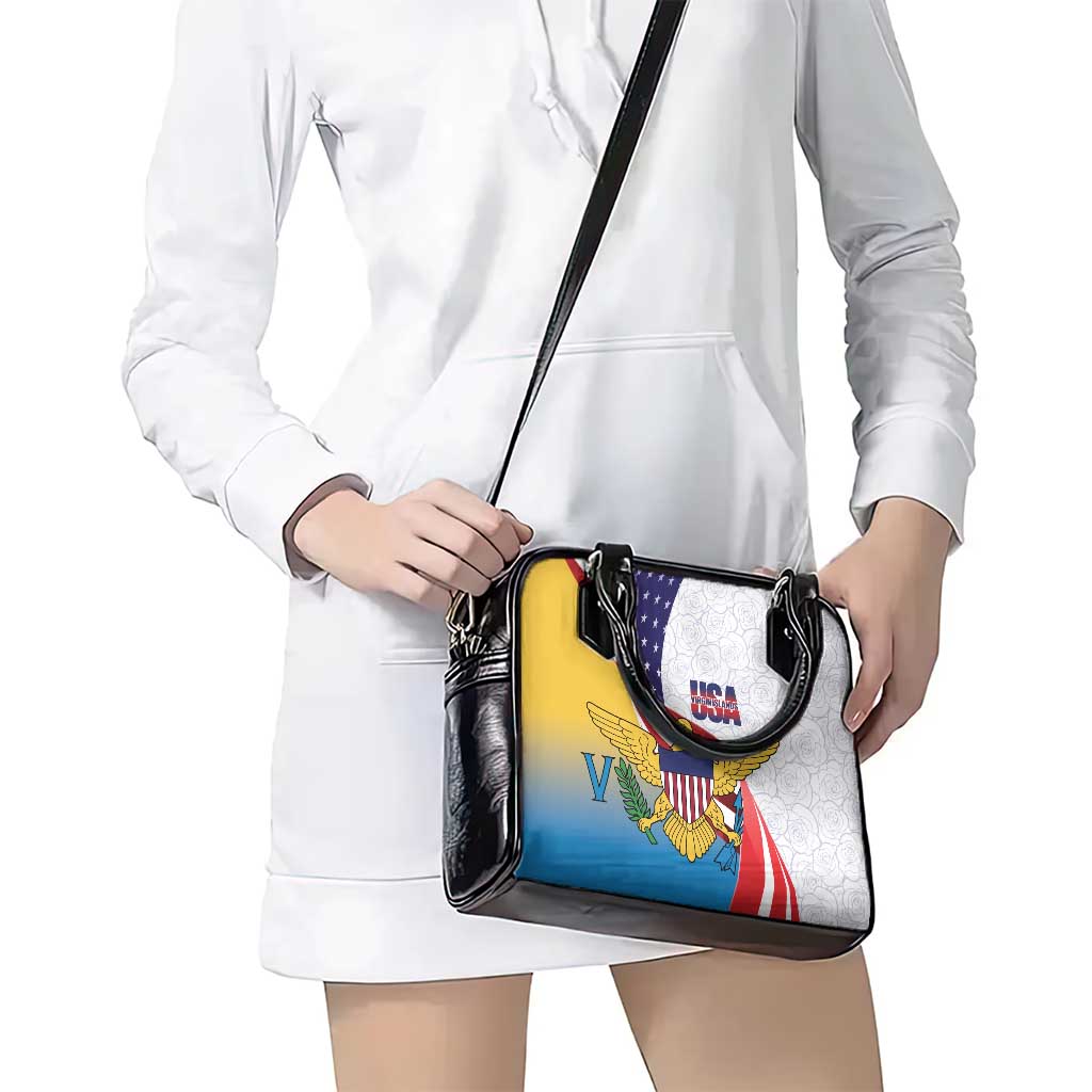 United States Virgin Islands Shoulder Handbag USA Curve Flag With Yellow Eagle - Wonder Print Shop