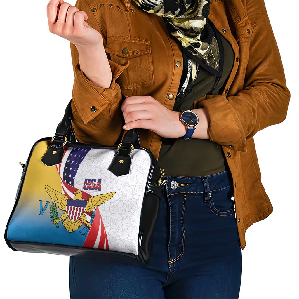United States Virgin Islands Shoulder Handbag USA Curve Flag With Yellow Eagle - Wonder Print Shop