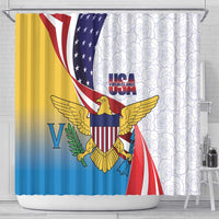 United States Virgin Islands Shower Curtain USA Curve Flag With Yellow Eagle - Wonder Print Shop