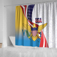 United States Virgin Islands Shower Curtain USA Curve Flag With Yellow Eagle - Wonder Print Shop
