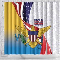 United States Virgin Islands Shower Curtain USA Curve Flag With Yellow Eagle - Wonder Print Shop