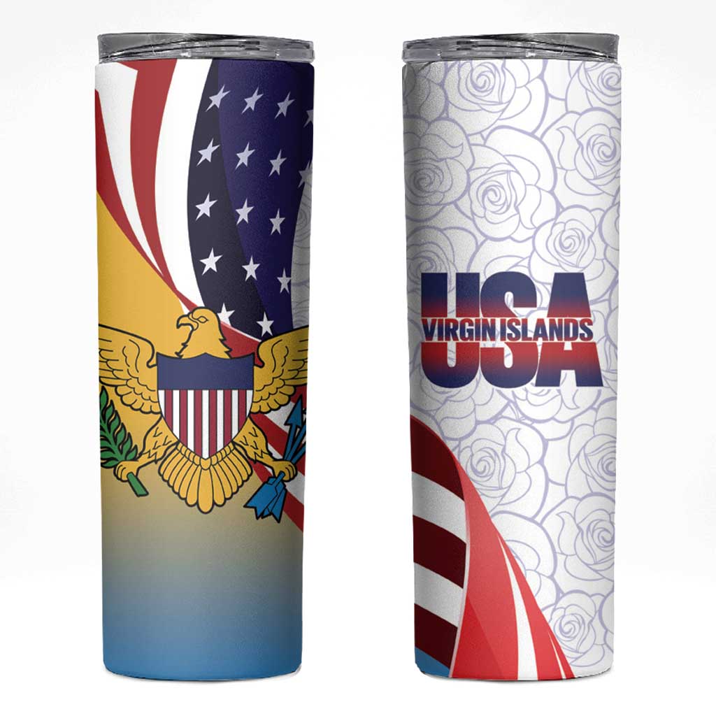 United States Virgin Islands Skinny Tumbler USA Curve Flag With Yellow Eagle - Wonder Print Shop
