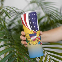 United States Virgin Islands Skinny Tumbler USA Curve Flag With Yellow Eagle - Wonder Print Shop