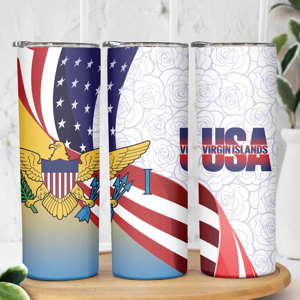 United States Virgin Islands Skinny Tumbler USA Curve Flag With Yellow Eagle - Wonder Print Shop