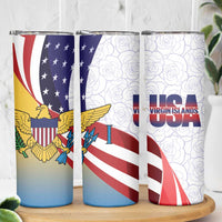 United States Virgin Islands Skinny Tumbler USA Curve Flag With Yellow Eagle - Wonder Print Shop