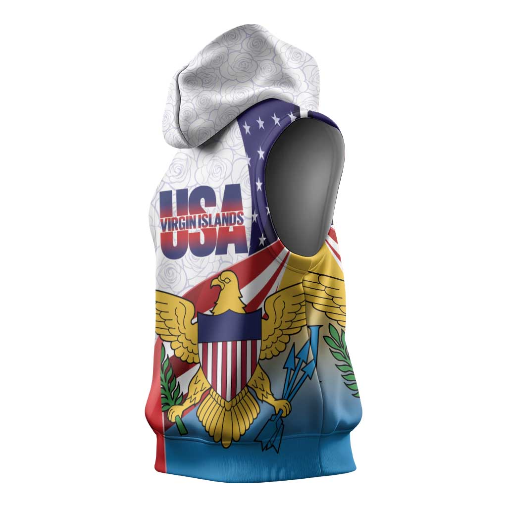 United States Virgin Islands Sleeveless Hoodie USA Curve Flag With Yellow Eagle - Wonder Print Shop