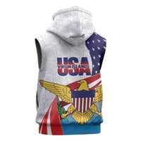 United States Virgin Islands Sleeveless Zip Hoodie USA Curve Flag With Yellow Eagle - Wonder Print Shop