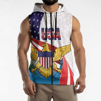 United States Virgin Islands Sleeveless Zip Hoodie USA Curve Flag With Yellow Eagle - Wonder Print Shop