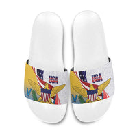United States Virgin Islands Slide Sandals USA Curve Flag With Yellow Eagle - Wonder Print Shop
