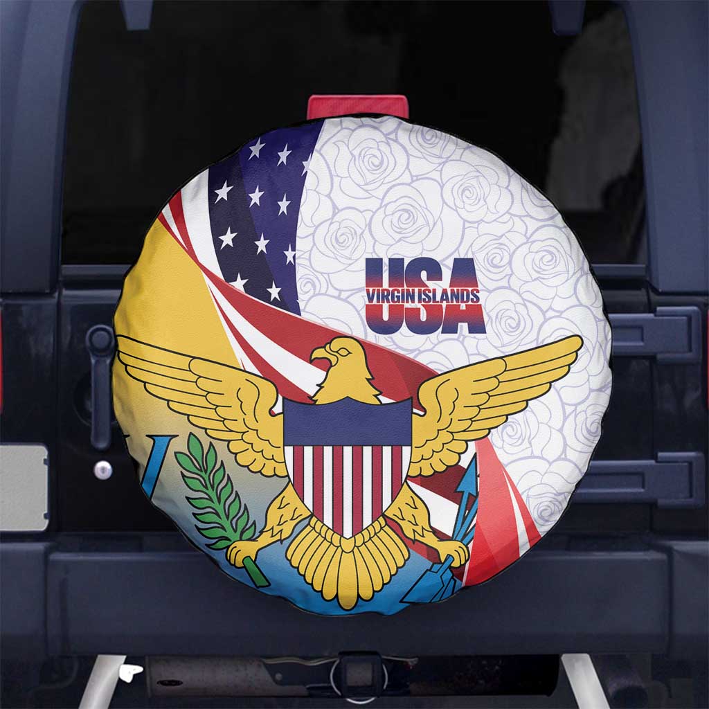 United States Virgin Islands Spare Tire Cover USA Curve Flag With Yellow Eagle - Wonder Print Shop