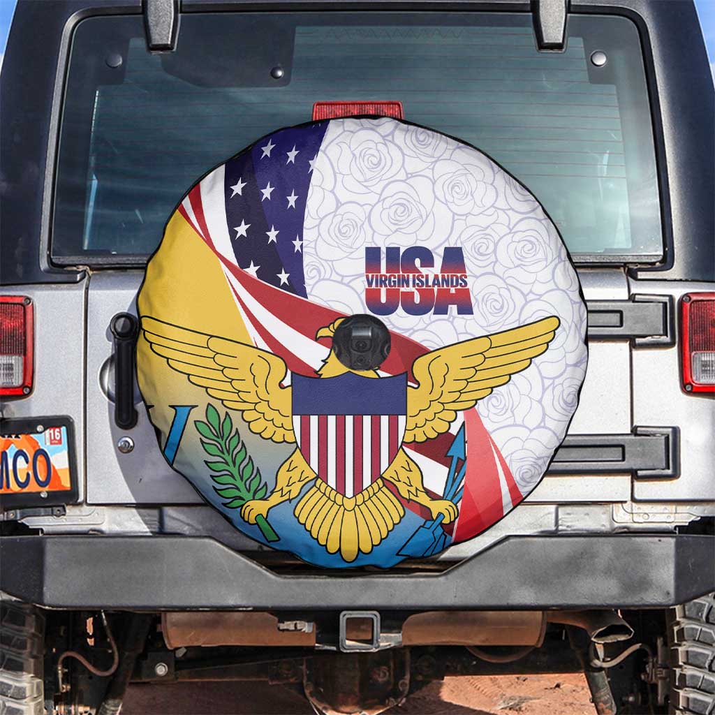 United States Virgin Islands Spare Tire Cover USA Curve Flag With Yellow Eagle - Wonder Print Shop