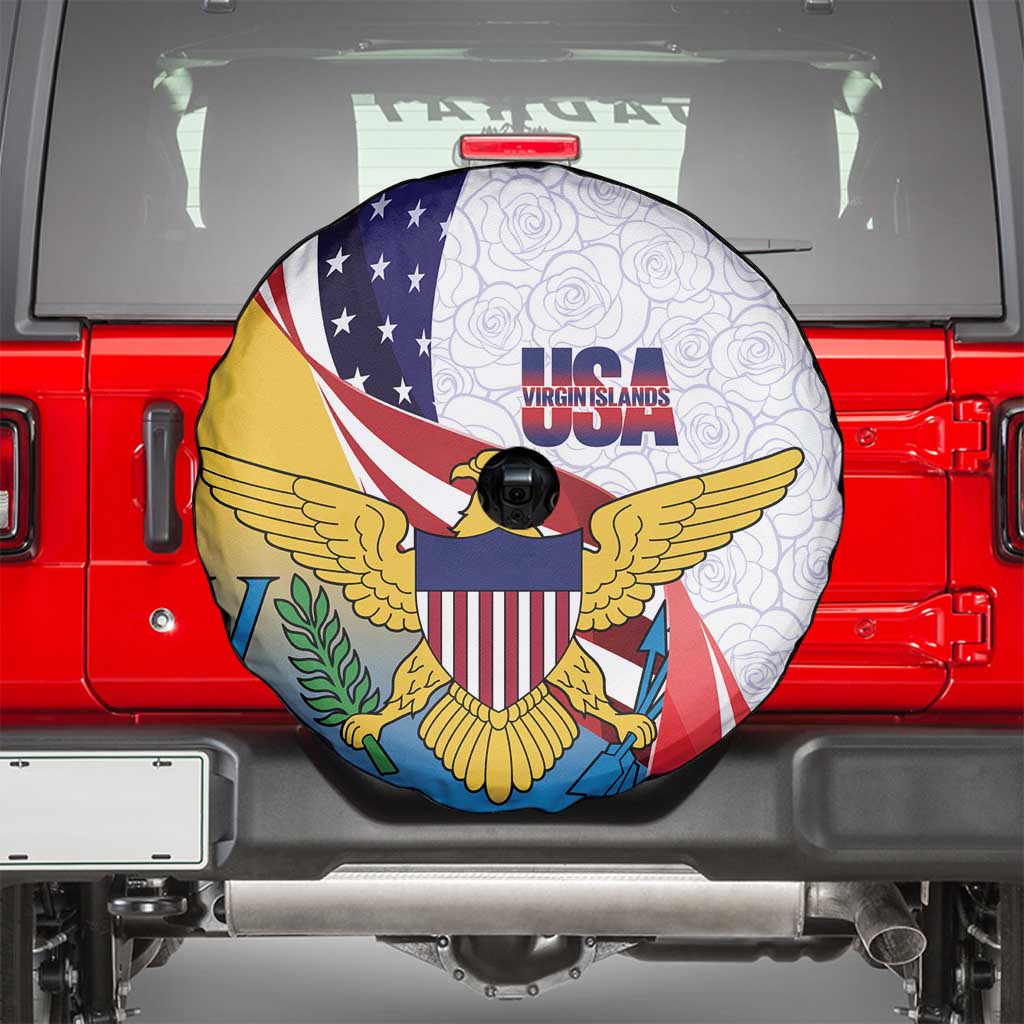 United States Virgin Islands Spare Tire Cover USA Curve Flag With Yellow Eagle - Wonder Print Shop