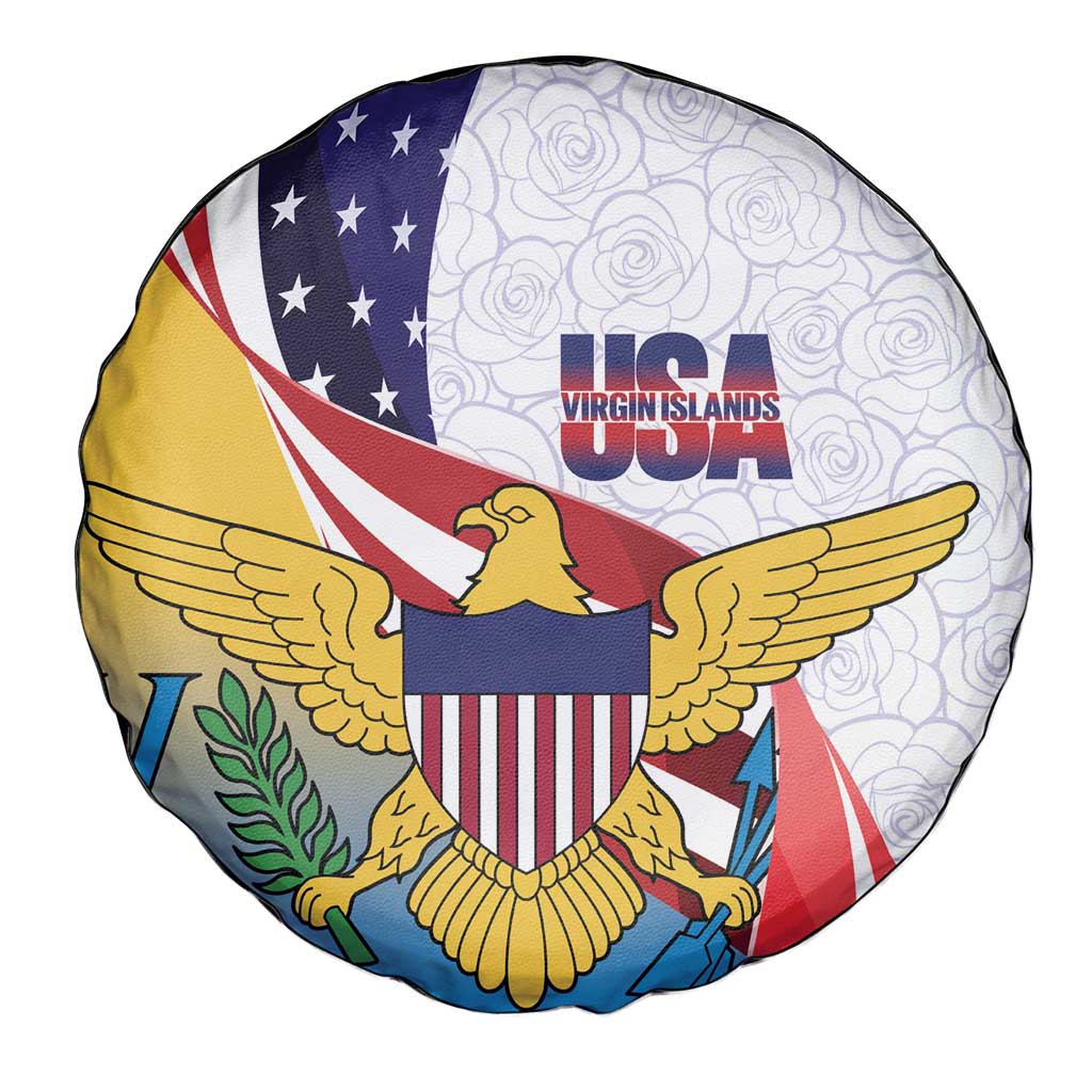 United States Virgin Islands Spare Tire Cover USA Curve Flag With Yellow Eagle - Wonder Print Shop
