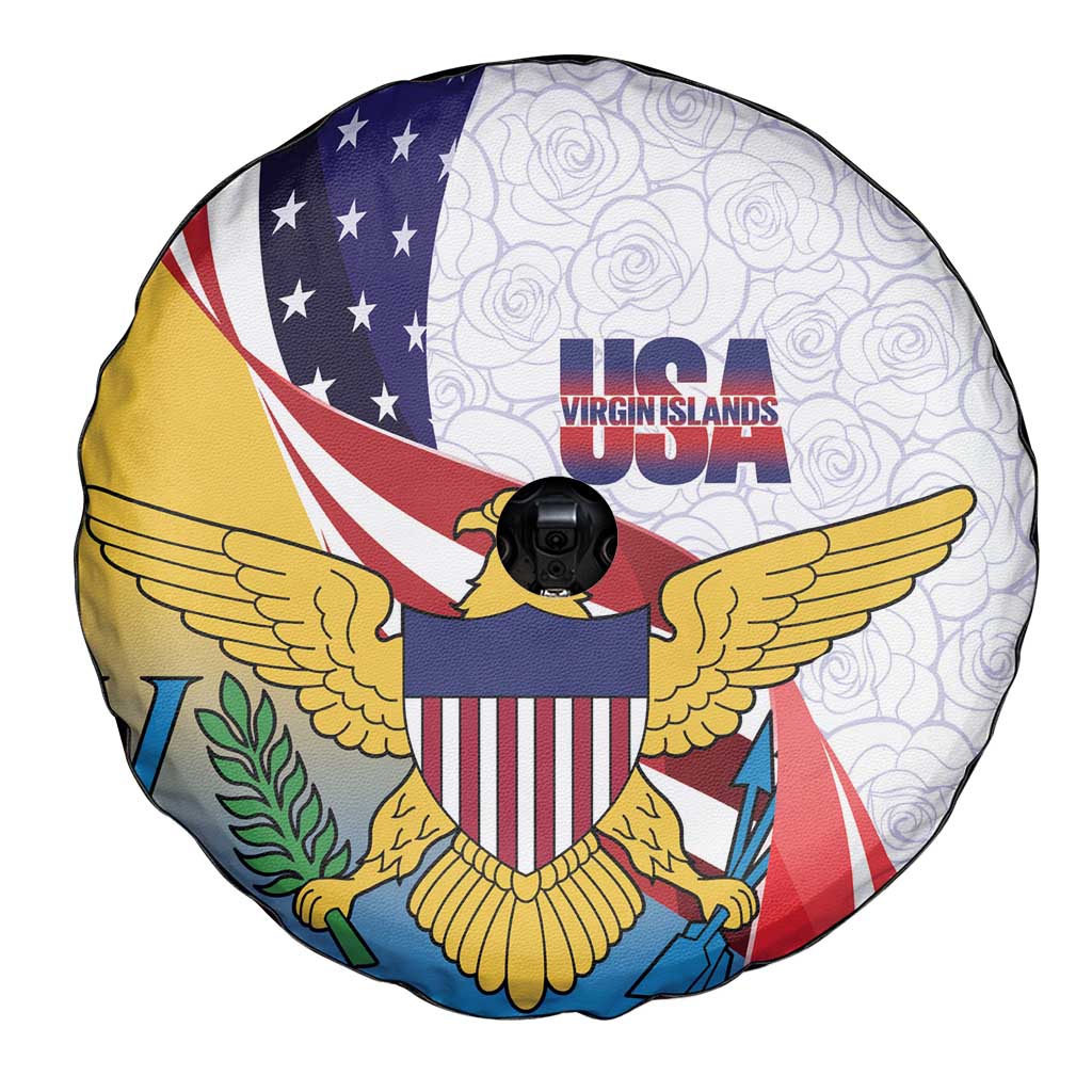 United States Virgin Islands Spare Tire Cover USA Curve Flag With Yellow Eagle - Wonder Print Shop