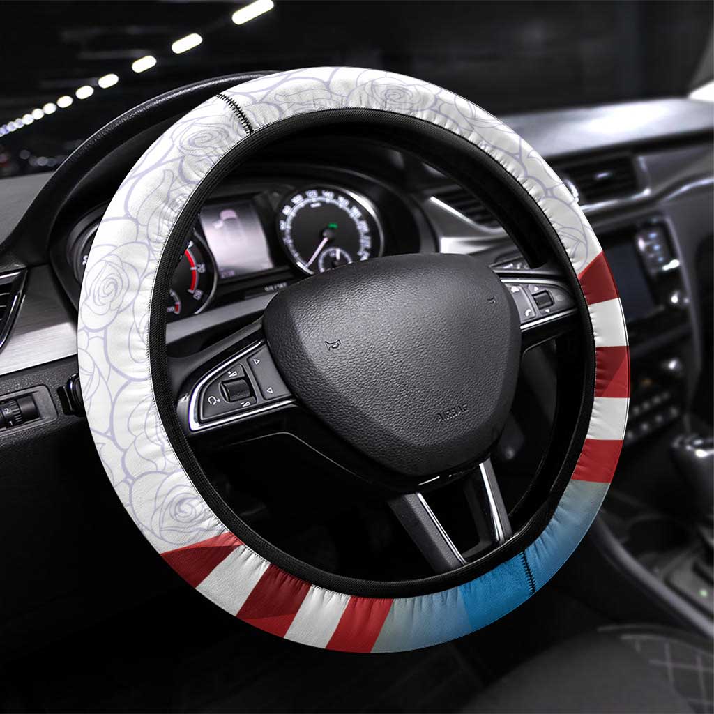 United States Virgin Islands Steering Wheel Cover USA Curve Flag With Yellow Eagle - Wonder Print Shop