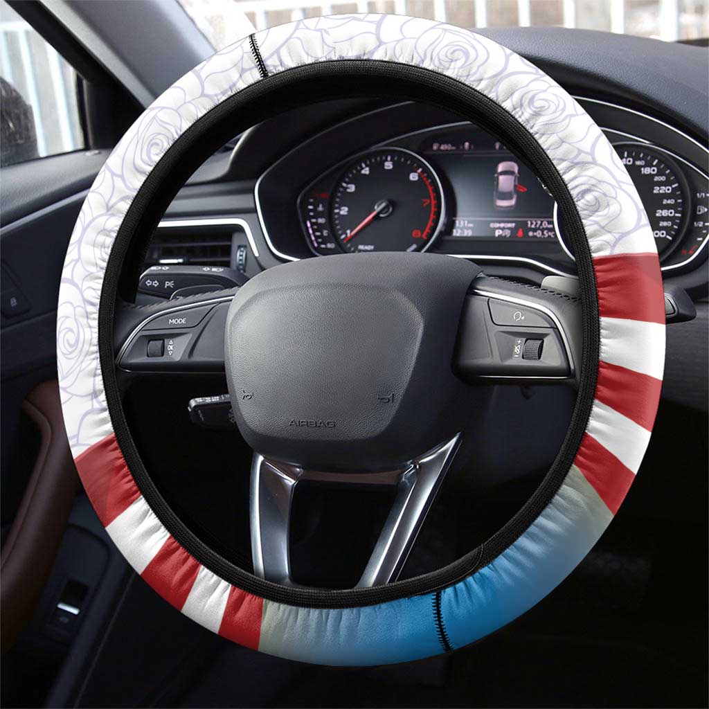 United States Virgin Islands Steering Wheel Cover USA Curve Flag With Yellow Eagle - Wonder Print Shop