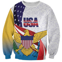 United States Virgin Islands Sweatshirt USA Curve Flag With Yellow Eagle - Wonder Print Shop