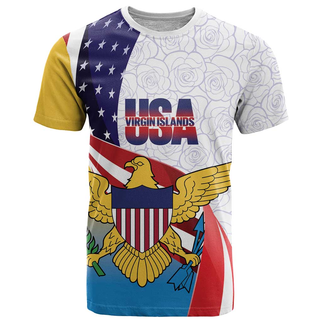 United States Virgin Islands T Shirt USA Curve Flag With Yellow Eagle - Wonder Print Shop