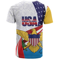 United States Virgin Islands T Shirt USA Curve Flag With Yellow Eagle - Wonder Print Shop
