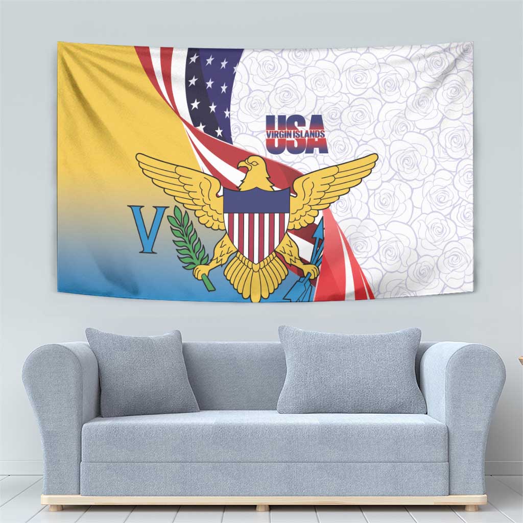 United States Virgin Islands Tapestry USA Curve Flag With Yellow Eagle - Wonder Print Shop