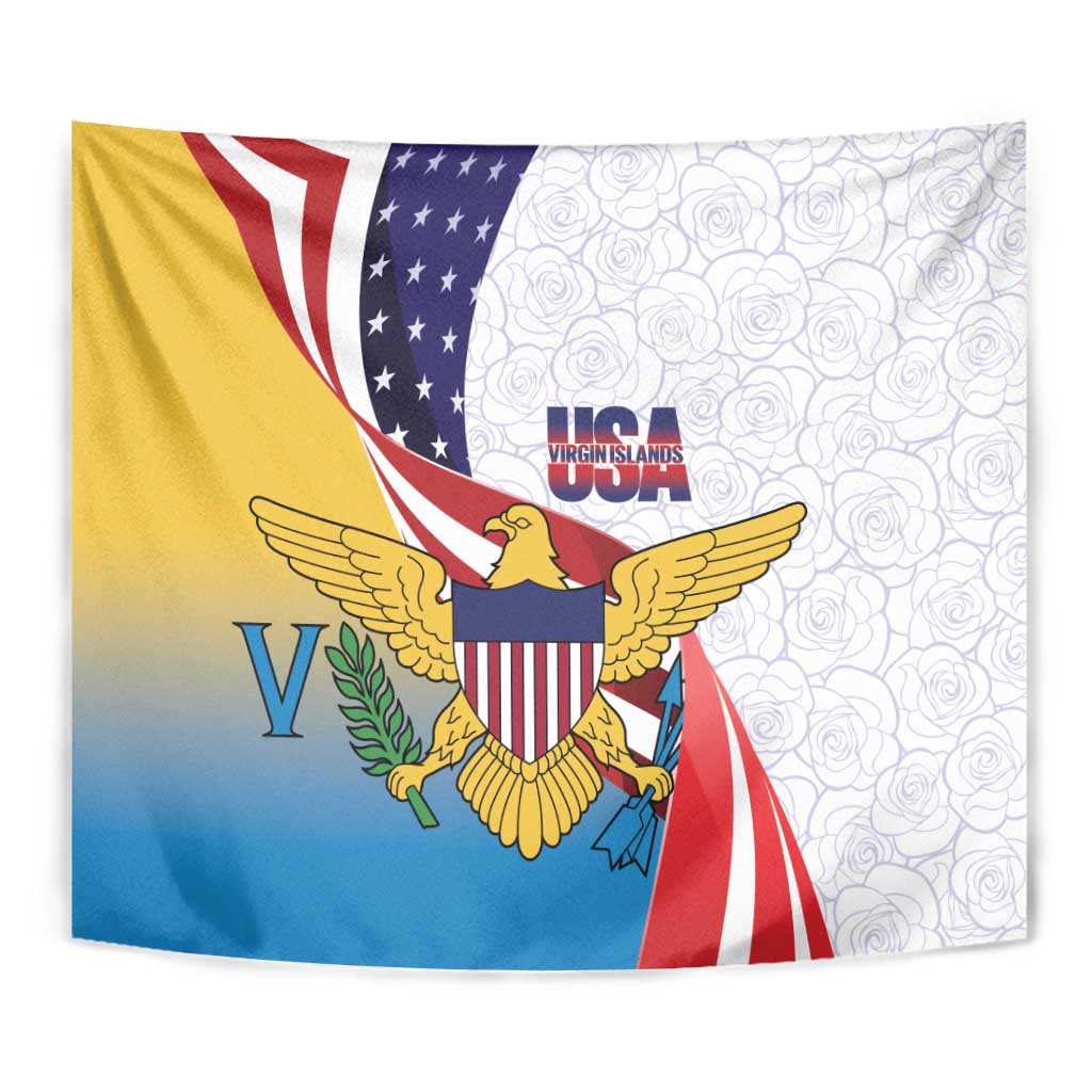 United States Virgin Islands Tapestry USA Curve Flag With Yellow Eagle - Wonder Print Shop