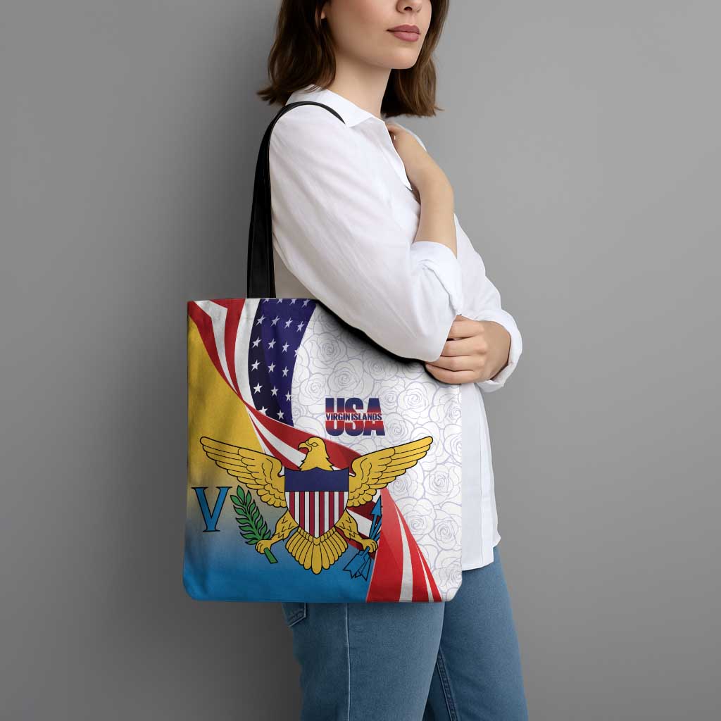 United States Virgin Islands Tote Bag USA Curve Flag With Yellow Eagle - Wonder Print Shop