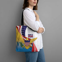United States Virgin Islands Tote Bag USA Curve Flag With Yellow Eagle - Wonder Print Shop