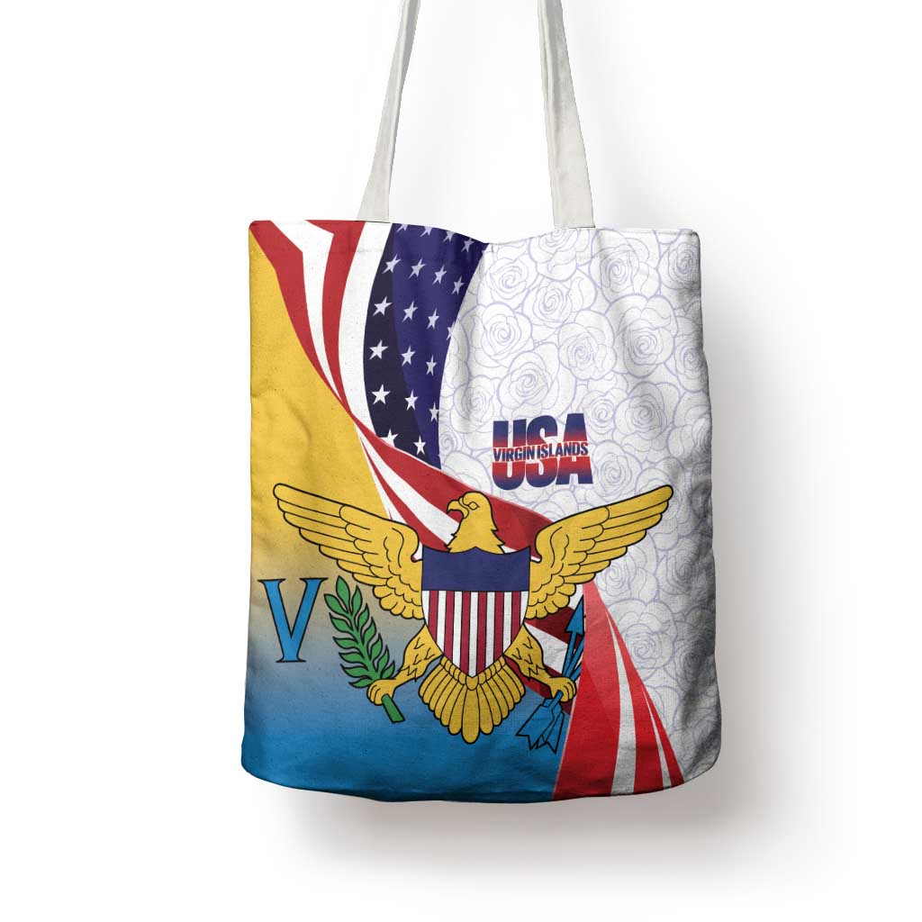 United States Virgin Islands Tote Bag USA Curve Flag With Yellow Eagle - Wonder Print Shop