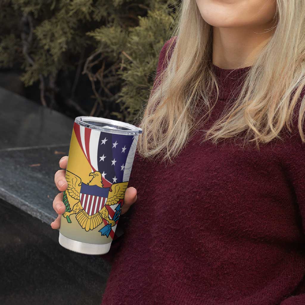 United States Virgin Islands Tumbler Cup USA Curve Flag With Yellow Eagle - Wonder Print Shop